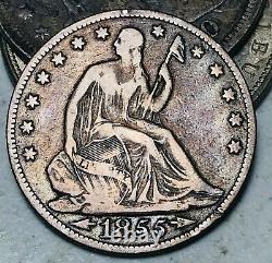 1855 O Seated Liberty Half Dollar 50C Arrows Ungraded 90% Silver US Coin CC11880