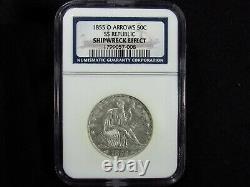 1855-O Seated Liberty Half Dollar With Arrows NGC SHIPWRECK EFFECT SS REPUBLIC 008