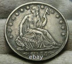 1855-O seated liberty half dollar 50 Cents, Nice Coin, Free Shipping (9383)