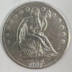 1856 (AU+) Seated Liberty Half Dollar 50C 90% SILVER