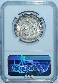 1856 O NGC AU58 FS-301 RPD Repunched Date Seated Liberty Half Dollar