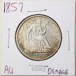 1857 50C Seated Liberty Half Dollar with AU Detail Damage #08281