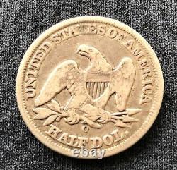 1857-O LIBERTY SEATED 50c POTTY HALF DOLLAR EXPERTLY CARVED NUDE WOMEN ON POT