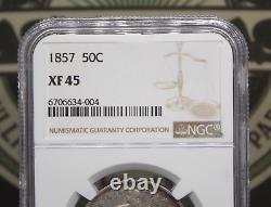 1857 P Seated Liberty SILVER Half Dollar 50c NGC XF45 #004 Extra Fine ECC&C
