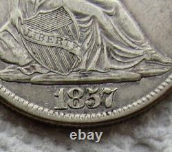 1857-S Seated Liberty Silver Half Dollar Rare Key Date XF / AU Detail Scratched