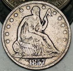 1857 Seated Liberty Half Dollar 50C Ungraded Choice 90% Silver US Coin CC20613
