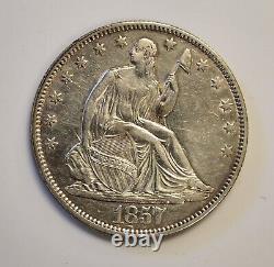 1857 Seated Liberty Half Dollar 50c with AU Details