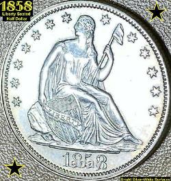 1858 Liberty Seated Silver Half Dollar