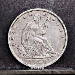 1858-O Liberty Seated Half Dollar Ch AU Details (#40965)