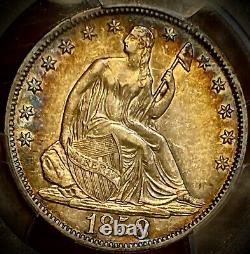 1858-O PCGS AU50 Seated Liberty Half Dollar Silver Coin