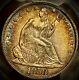 1858-o Pcgs Au50 Seated Liberty Half Dollar Silver Coin