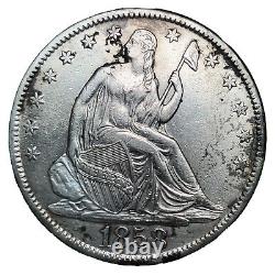 1858-O SEATED LIBERTY SILVER HALF DOLLAR ACTUAL COIN Orleans Mint