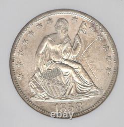 1858-O SS Republic Inscribed Seated Half Dollar NGC Shipwreck Effect Coin