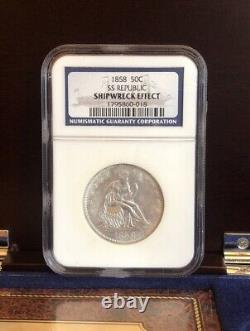 1858-O SS Republic Liberty Seated Half Dollar NGC Shipwreck Effect Coin