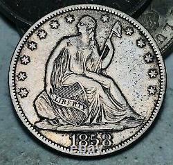 1858 O Seated Liberty Half Dollar 50C High Grade Choice Silver US Coin CC12286