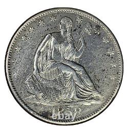 1858-O Seated Liberty Half Dollar, Details Cleaned, Choice AU Silver 50c