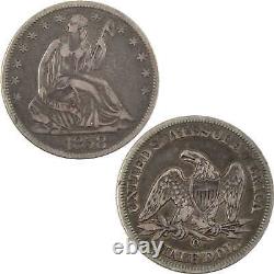 1858 O Seated Liberty Half Dollar F Fine 90% Silver 50c Coin SKUI4764