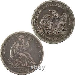 1858 O Seated Liberty Half Dollar F Fine 90% Silver 50c Coin SKUI4764