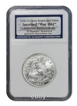 1858-O Seated Liberty Half Dollar NGC SS Republic Silver Clad Authorized REP