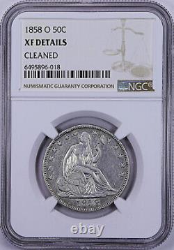 1858-O Seated Liberty Half Dollar No Motto NGC XF Details! R4.4 Rarity