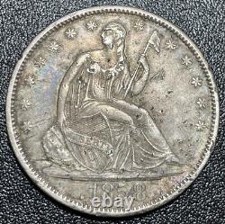 1858-O Seated Liberty Half Dollar XF Details Damage Extremely Fine Silver