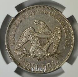 1858 O Seated liberty half dollar, NGC AU50