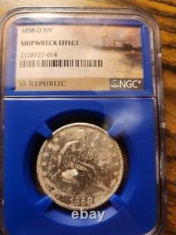 1858 O U. S. Seated Liberty Half Dollar NGC SS Republic Shipwreck Silver