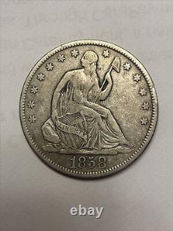 1858-P Seated Half Dollar Full Liberty. Type Coin