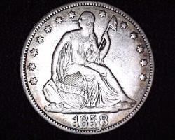 1858 P Seated Liberty Half Dollar Excellent Condition V-1 Resumed # H049