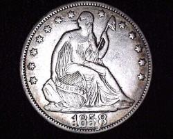 1858 P Seated Liberty Half Dollar Excellent Condition V-1 Resumed # H049