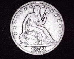 1858 P Seated Liberty Half Dollar Nice Details V-1 Resumed # H037