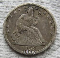 1858-S Seated Liberty Silver Half Dollar Rare Date San Francisco Mid Grade