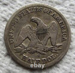 1858-S Seated Liberty Silver Half Dollar Rare Date San Francisco Mid Grade