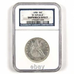 1858 Seated Liberty 50c NGC Silver Shipwreck Effect SKUCPC6176
