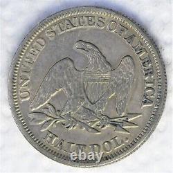 1858 Seated Liberty Half Dollar, a beautiful toned high grade half dollar