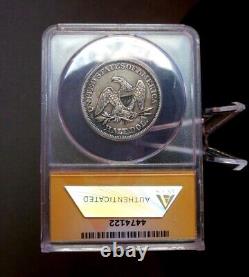 1858-o Seated Liberty Half Dollar? Toned? Anacs Certified Ef45? (details)