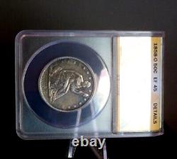1858-o Seated Liberty Half Dollar? Toned? Anacs Certified Ef45? (details)