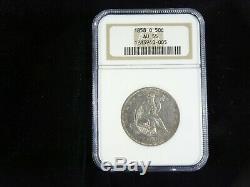 1858-o Seated Liberty Silver Half Dollar Pcgs Au55 Collector Coin. Free Shipping