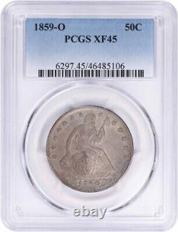 1859-O Liberty Seated Silver Half Dollar EF45 PCGS
