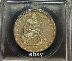 1859-O Seated Liberty Silver Half Dollar 50c Coin AU 58 Details. Nice toning