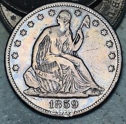 1859 S Seated Liberty Half Dollar 50C Ungraded Choice 90% Silver US Coin CC15615