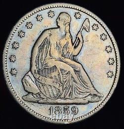 1859 S Seated Liberty Half Dollar 50C Ungraded Choice 90% Silver US Coin CC15615