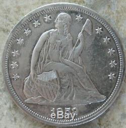 1859-s Seated Liberty Silver Dollar. Au++