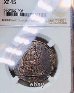 1860 Liberty Seated Half 50c NGC XF-45 Extra Fine Toned Coin