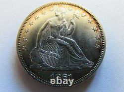 1861 Civil War Seated Liberty Half Dollar 50 Cents Silver Coin Philadelphia 50c
