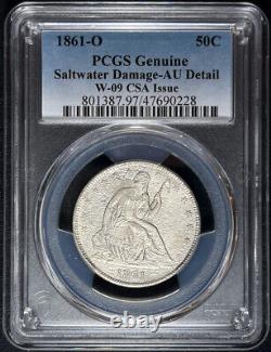 1861-O 50C Seated Liberty Half Dollar W-09 CSA Issue PCGS Shipwreck Coin