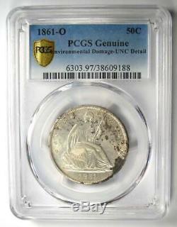 1861-O Seated Liberty Half Dollar 50C Coin PCGS Uncirculated Details (UNC MS)