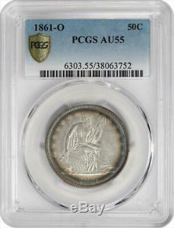 1861-O Seated Liberty Half Dollar PCGS AU55 Key Date Civil War Coin