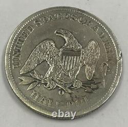 1861 O Seated Liberty Silver Half Dollar VF Details Bisected Date Die Crack -T9