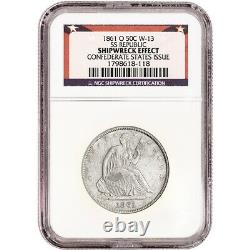 1861 O US Seated Liberty Silver Half Dollar 50C NGC Shipwreck Effect SS Republic